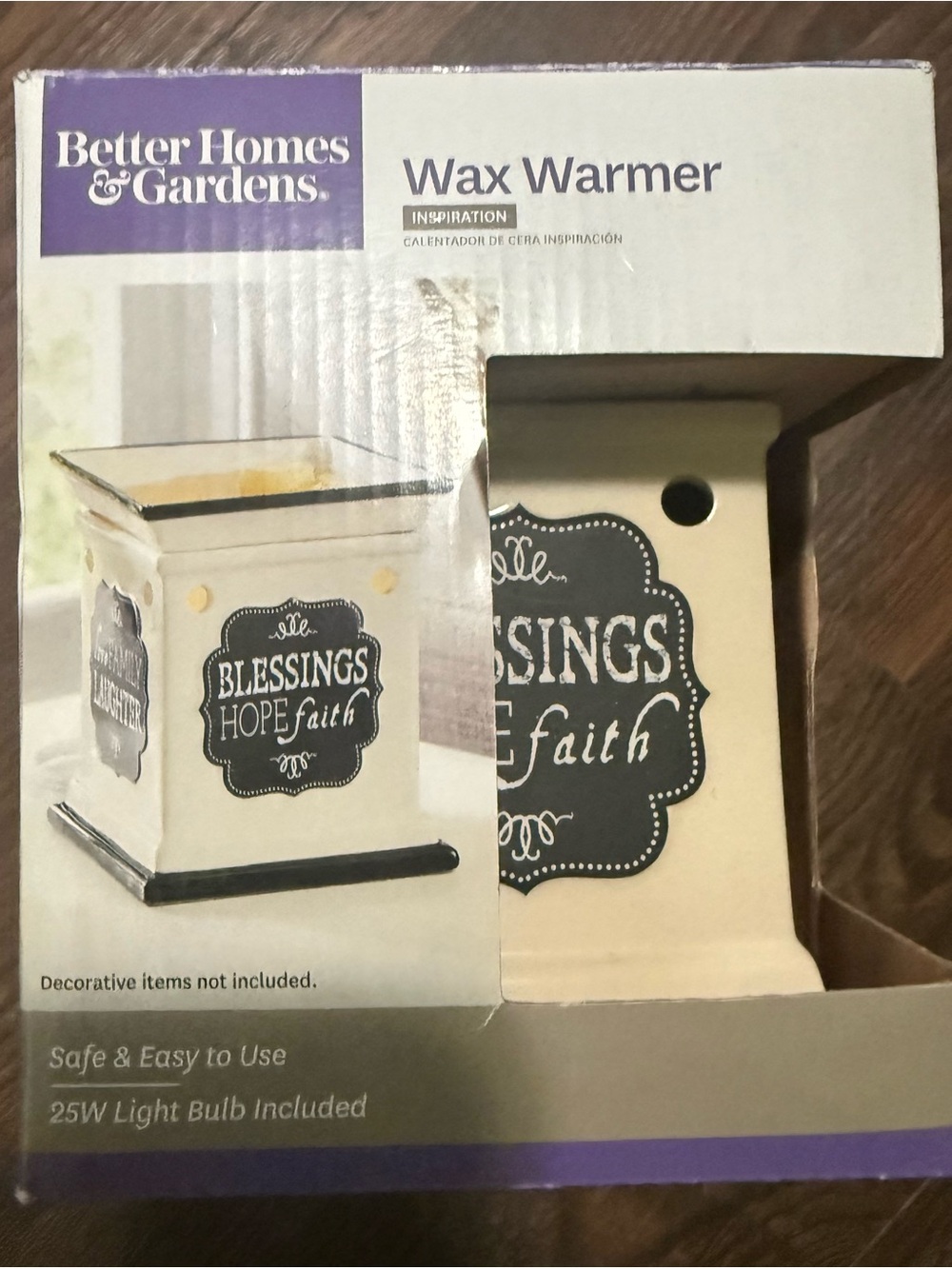 Better Homes And Gardens Cream and Black 'Blessings Hope Faith' Wax Warmer
